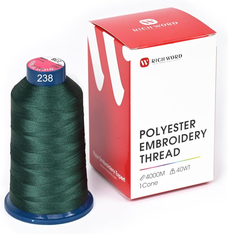 Poolin Richword Selected Green Embroidery Thread 4000M(4374Y) 40WT Polyester Thread 100 Colors Selected for Commercial Multi Needles and Single Needle Embroidery Machine 0238 - Image 1